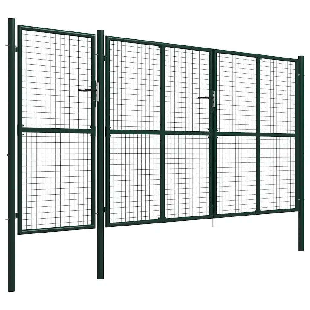 Cancello da Giardino in Acciaio 400x150 cm Verde 144313