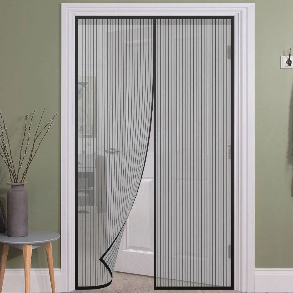 Trade Shop - Zanzariera Magnetica Per Porte 140 X 240 Cm Universale Nera Tenda Zanzariera -