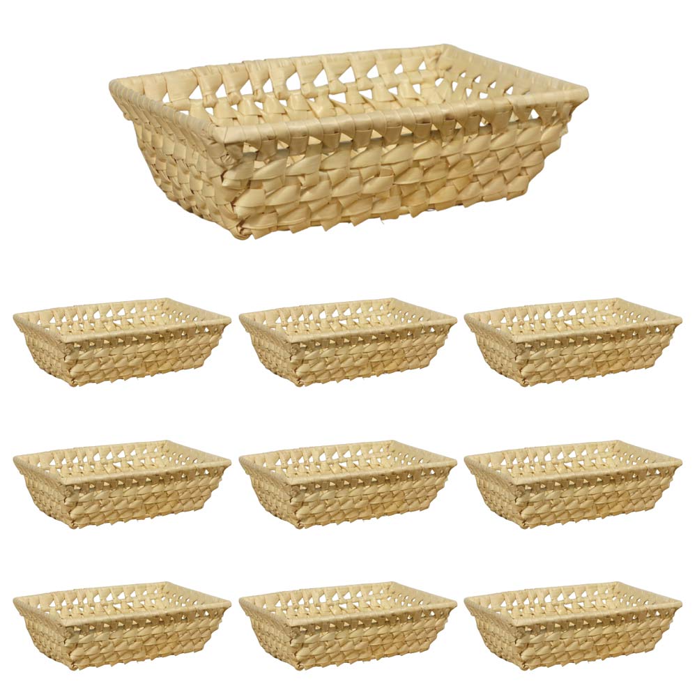 Ceste cestini espositori x10 in foglie di palma intrecciate 21x 15,5 x h 5,5 cm