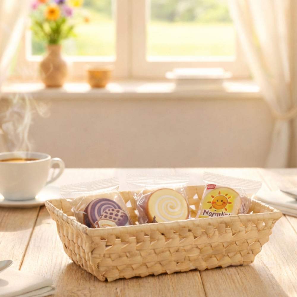 Ceste cestini espositori x10 in foglie di palma intrecciate 21x 15,5 x h 5,5 cm