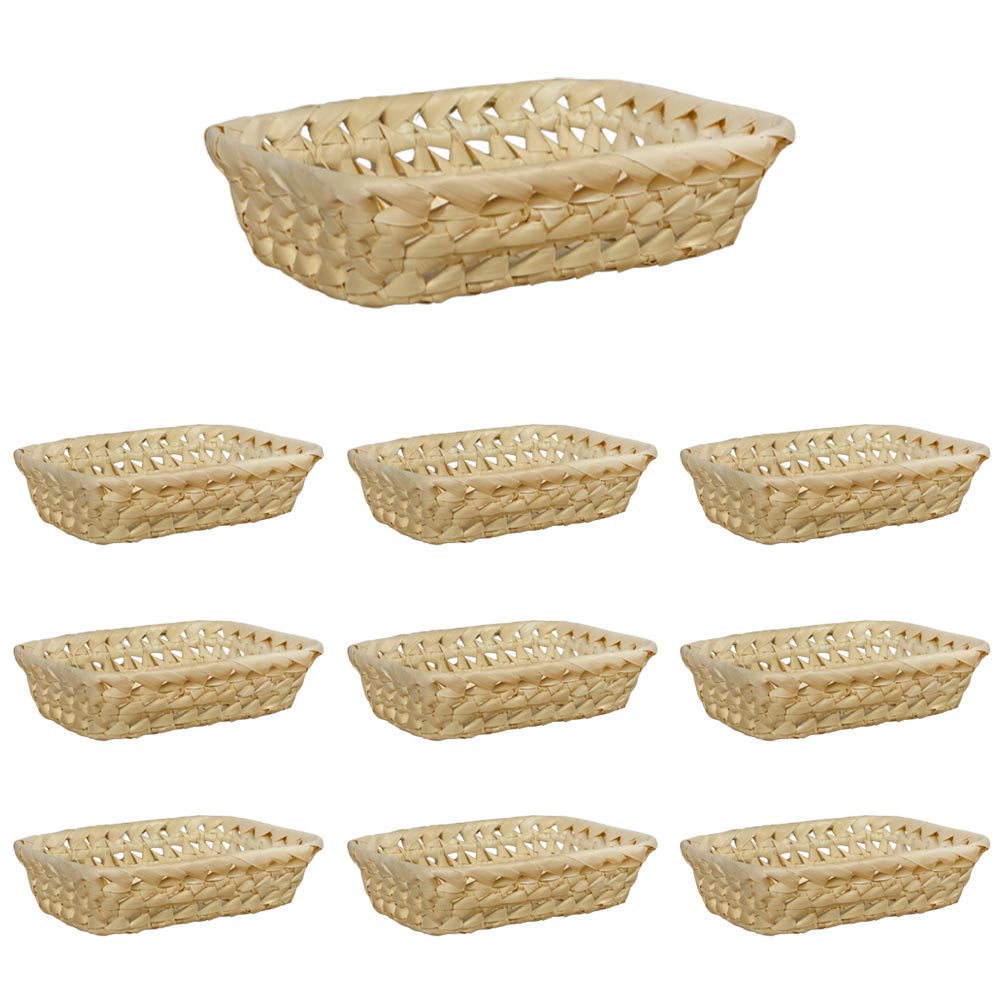 Ceste cestini espositori x10 in foglie di palma intrecciate 25x 18,5 x h 7,5 cm