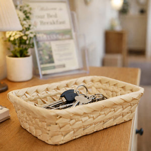 Ceste cestini espositori x10 in foglie di palma intrecciate 25x 18,5 x h 7,5 cm