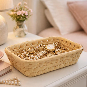 Ceste cestini espositori x10 in foglie di palma intrecciate 25x 18,5 x h 7,5 cm