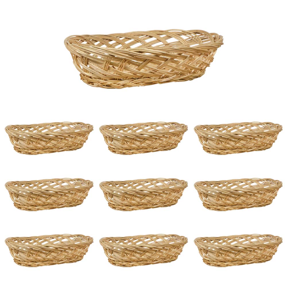 Ceste cestini portapane ovali x 10 intrecciate a mano 25,5 x 17,5 x h 8 cm