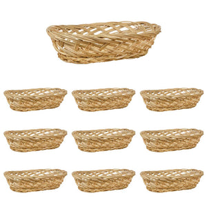 Ceste cestini portapane ovali x 10 intrecciate a mano 25,5 x 17,5 x h 8 cm