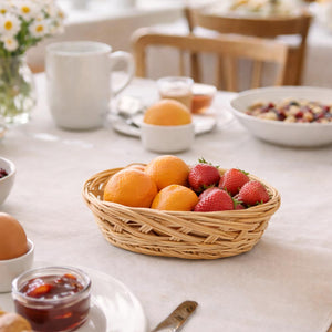 Ceste cestini portapane ovali x 10 intrecciate a mano 25,5 x 17,5 x h 8 cm