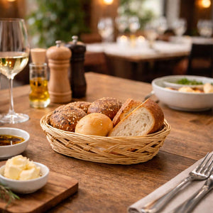 Ceste cestini portapane ovali x 10 intrecciate a mano 25,5 x 17,5 x h 8 cm