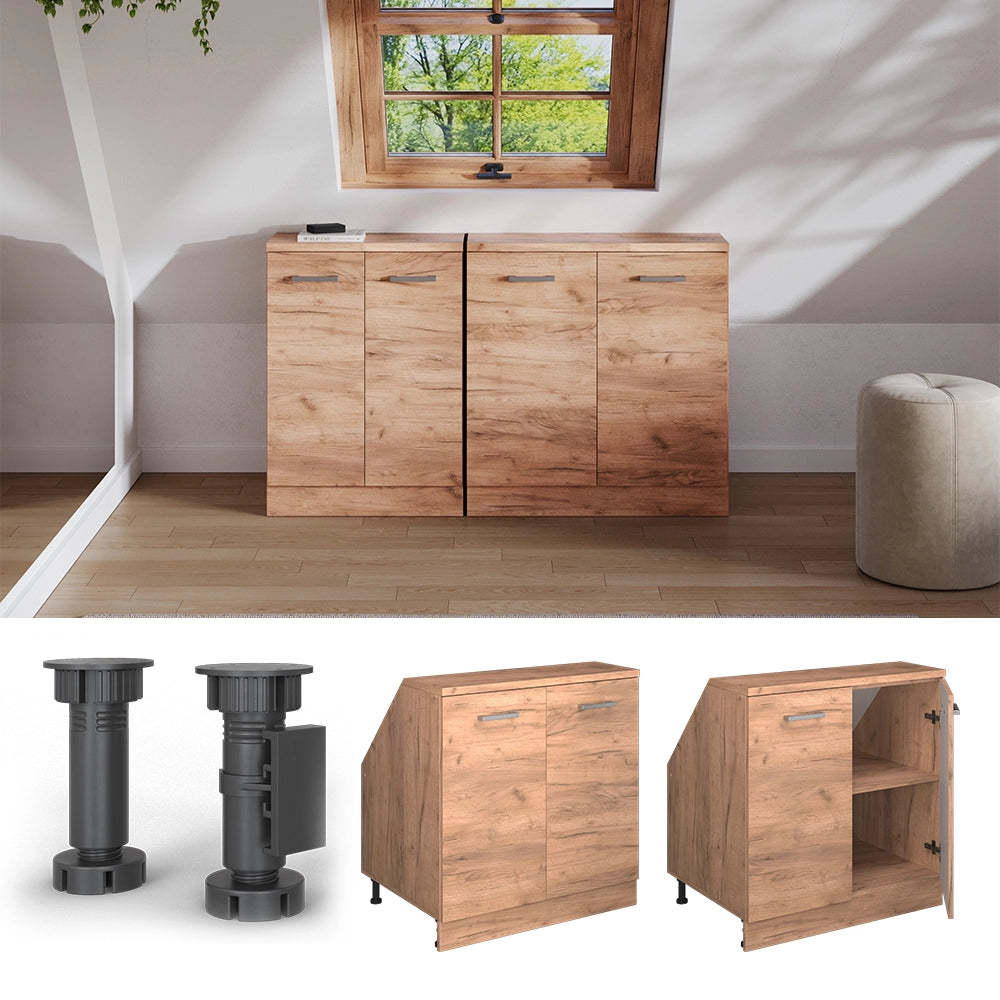 Mobile sottotetto Rion Rovere dorato/Rovere dorato 80 x 83.8 cm con 2 porte, carcassa 60 cm profondità Vicco