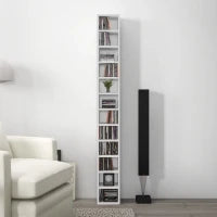 Contenitori per CD e DVD con 12 Compartimenti, Capacità Massima 204 CD, 21 x 20 x 175 cm, Bianco