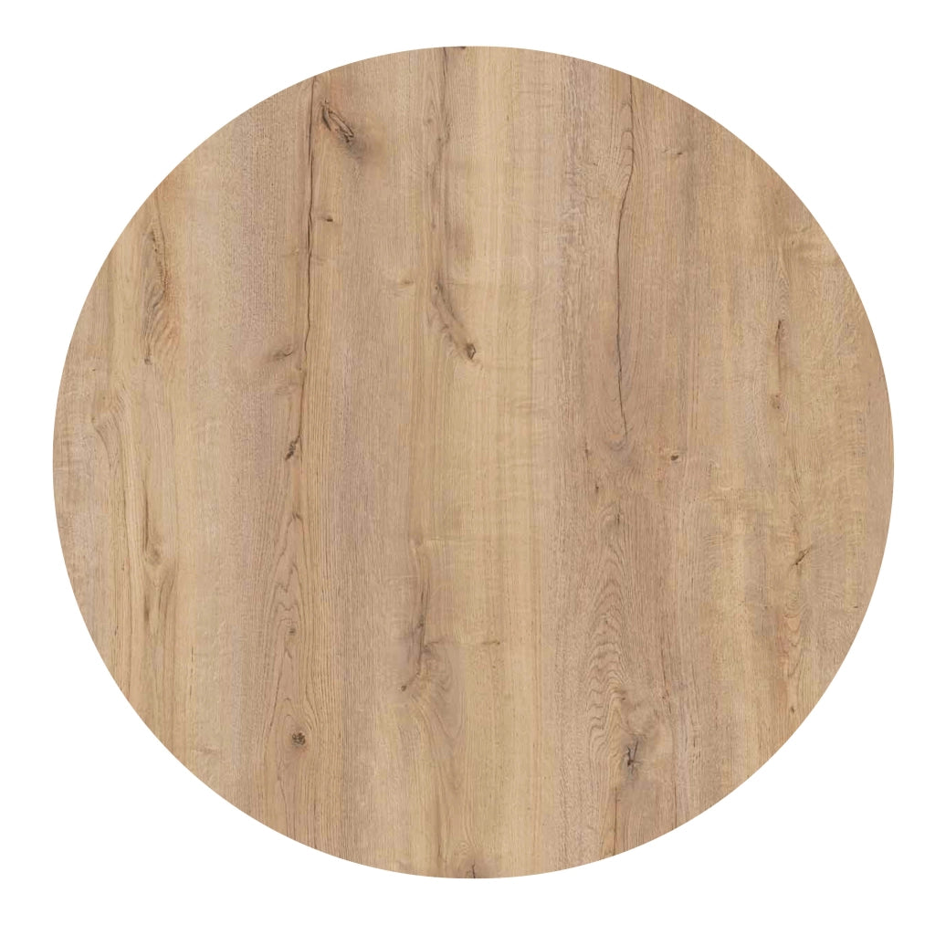 Oviala - Tavolo da giardino diam 60cm inclinabile allu e HPL quercia naturale