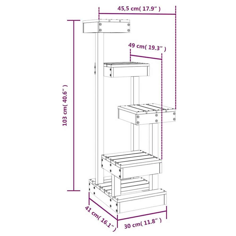 Cat Tree 45.5x49x103 Cm Solid Pine Wood