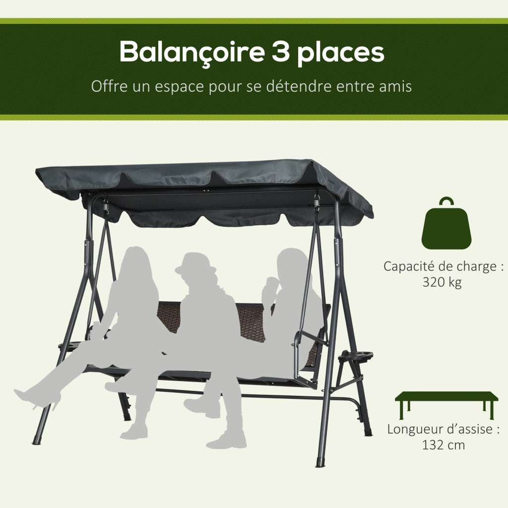 Amaca da giardino 3 posti ¨C zephmum ¨C grigio