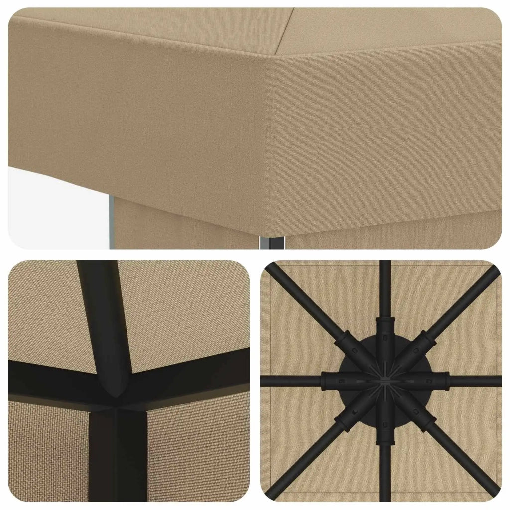 Gazebo | Pergolato 3 x 3 m Beige Poliestere e Acciaio 190 gsm