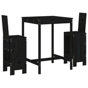Set Bar da Giardino 3 pz | Set Salotto da Giardino Nero in Legno Massello di Pino
