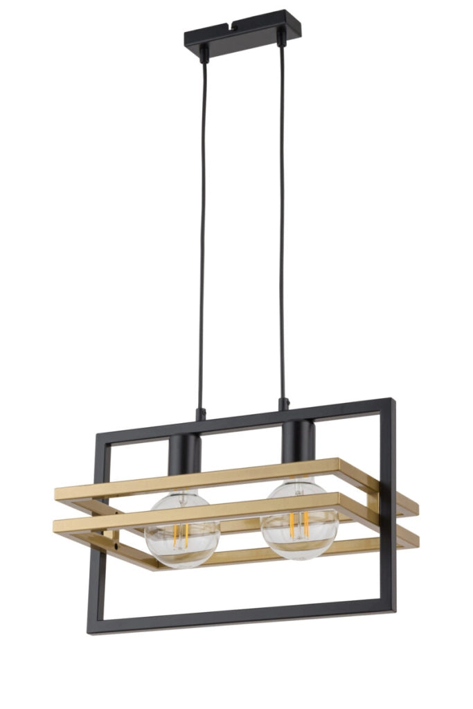 Lampada a sospensione loft Merci nero/oro 2xE27 Sigma
