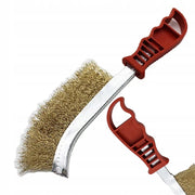Spazzola Metallica in Ottone 250mm – Manico Ergonomico | Filo di Ottone, Peso 130g | Pulizia Metalli e Superfici