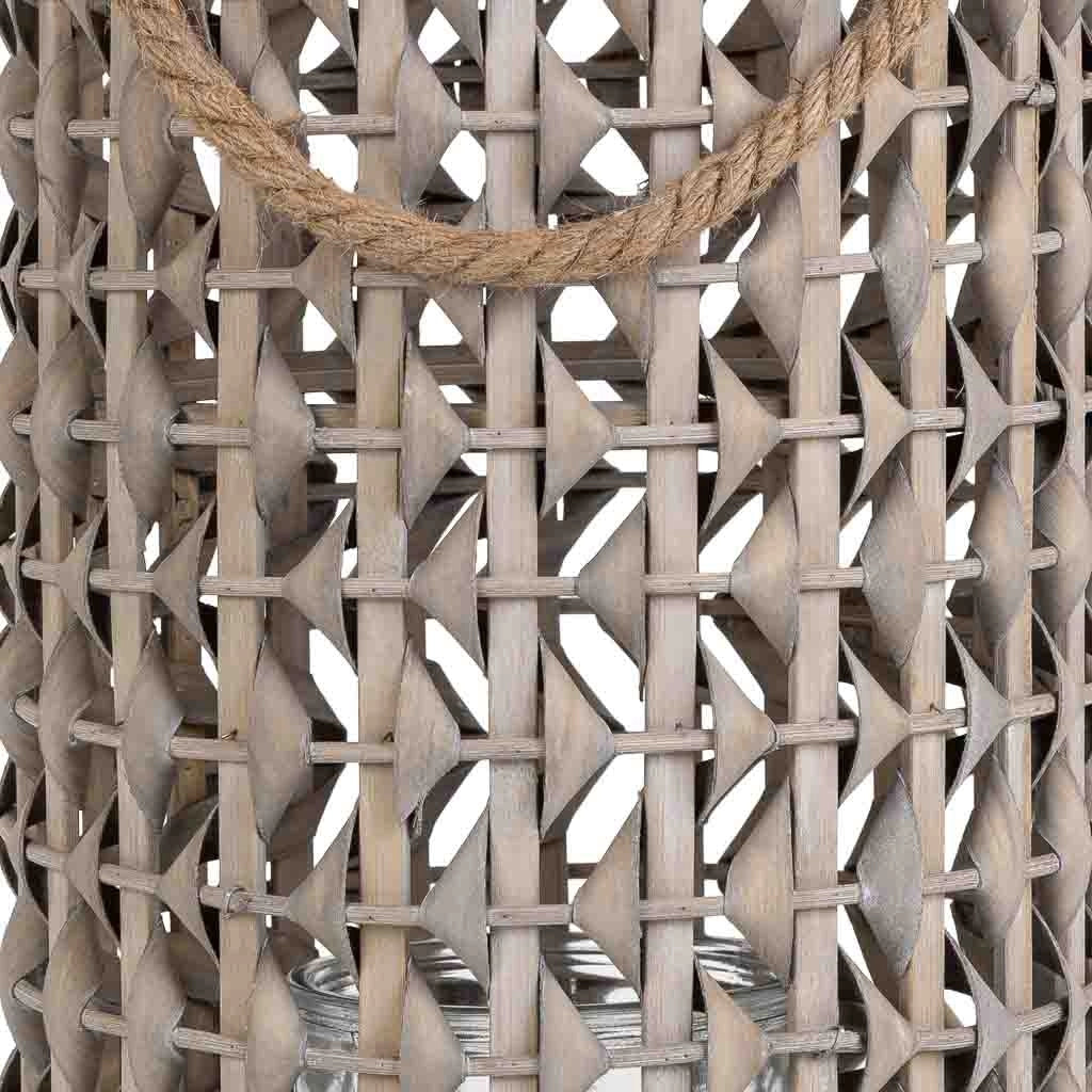 Lanterna portacandele in bambù, legno e vetro marrone, D24x50h cm