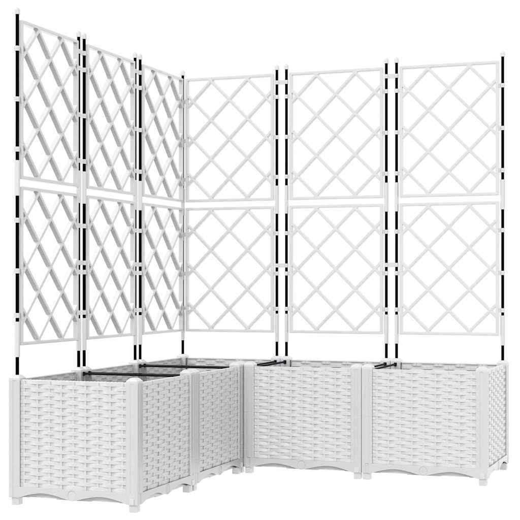 Set di 5 fioriere da giardino moderne per esterni 120 x 120 x 143 cm acciaio bianco 02_0058606