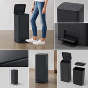 Trash Can With Pedal Anti-fingerprint 30 L Black Stainless Steel
