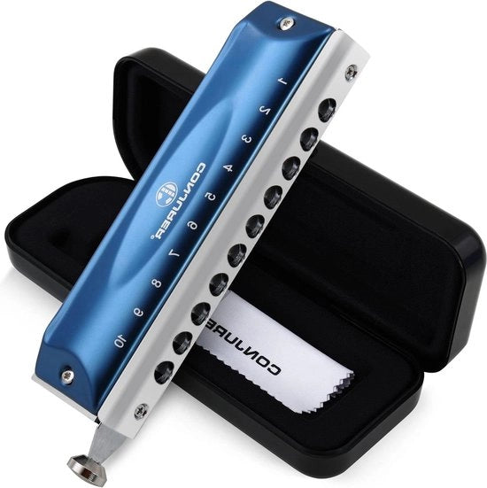 Harmonica Chromatica a 10 Fori 40 Note Chiave di C con Limiere - Blu