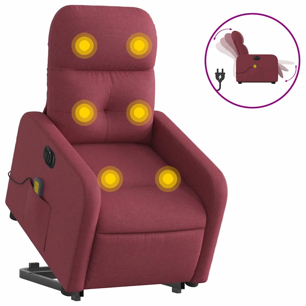 Poltrona Alzapersona Massaggiante Elettrica Rosso Vino Tessutocod mxl 116793