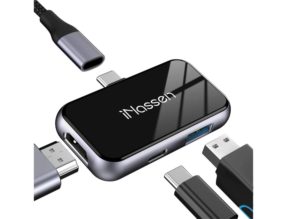 Hub USB-C 3-in-1 iNassen Adattatore HDMI 4K USB 3.0 e Ricarica PD – Compatibile con Smartphone MacBook Pro/Air iPad Pro e XPS