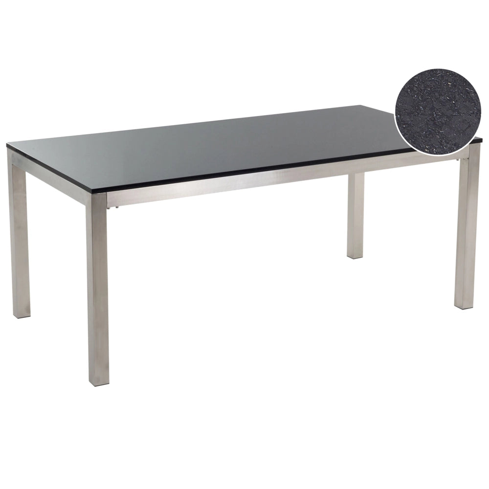 Tavolo da riunione da 6 posti per ufficio piano in granito struttura in acciaio 180 x 90 cm nero stile moderno per ufficio