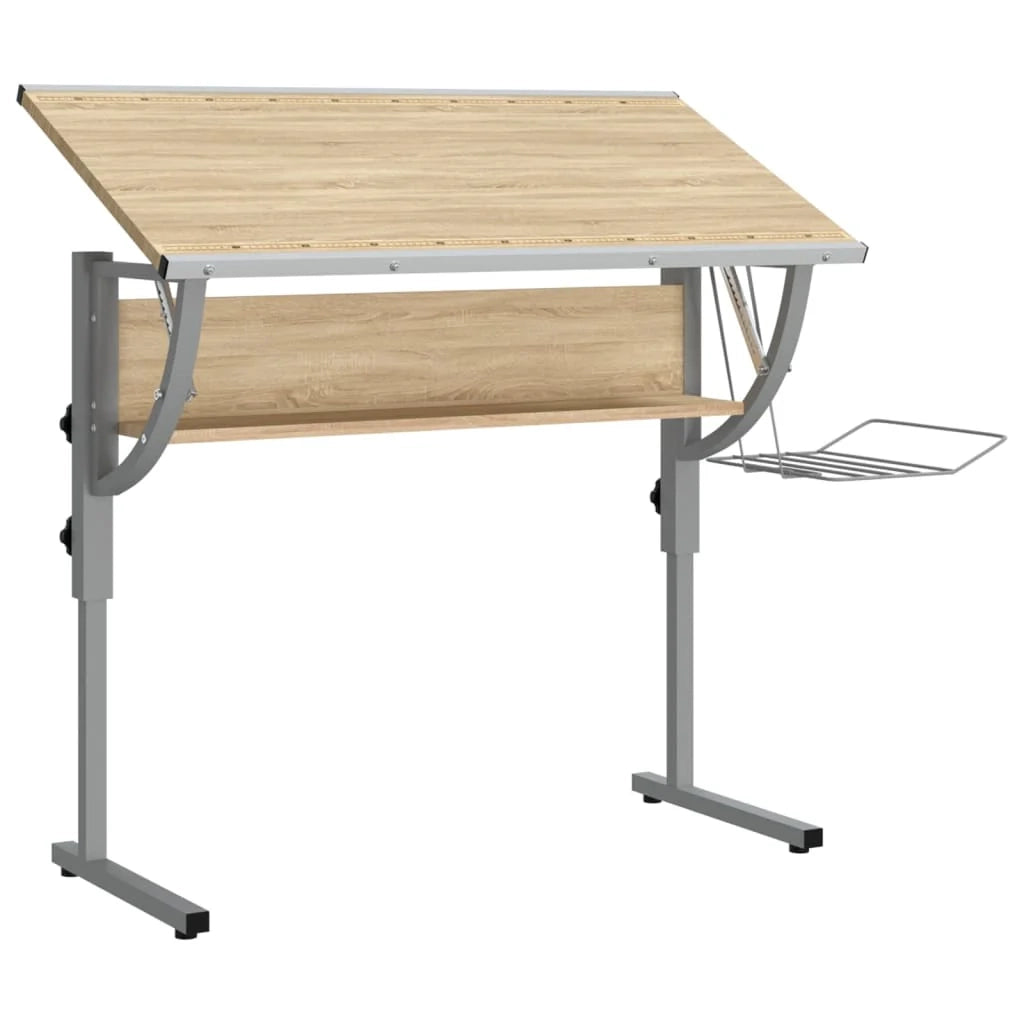 Scrivania tavolo postazione di lavoro mobile per computer studio al computer artigianato rovere Sonoma 110 x 53 x (58-87) cm marrone 02_0023699