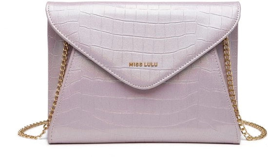 Borsa da sera per donna con chiusura a catena e design avvolgente, tassello per bracciale in pelle e sintetico