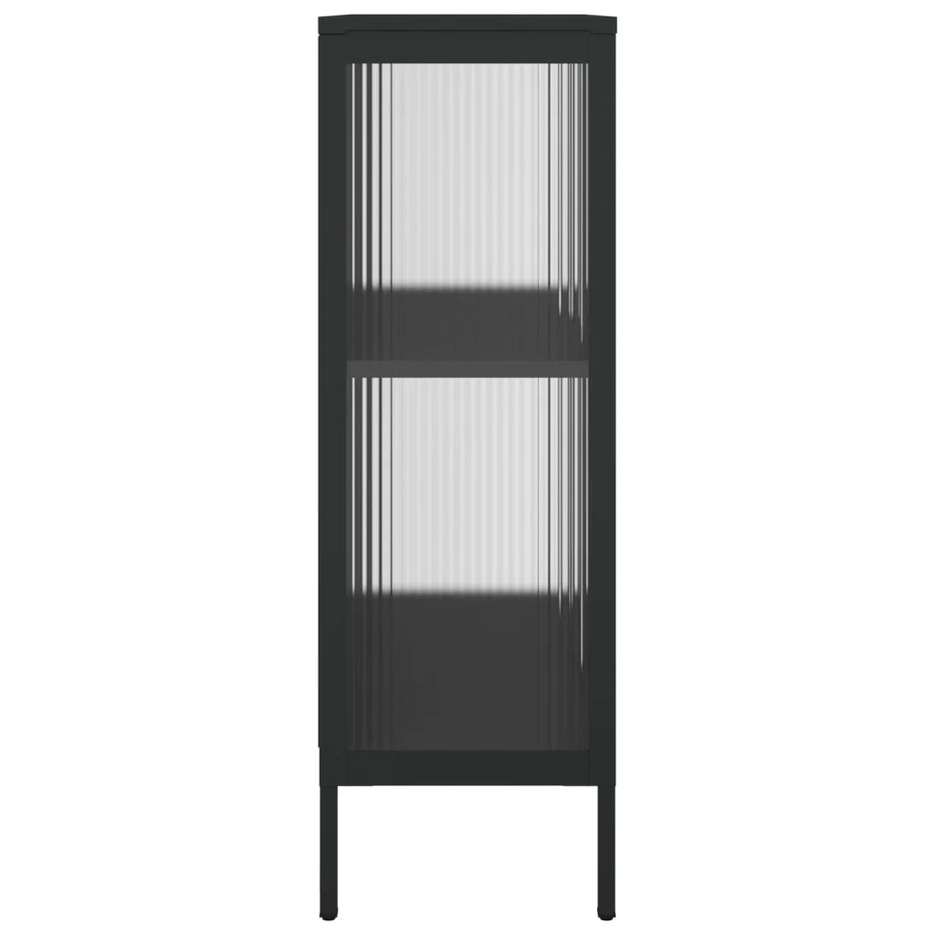 Credenza | Madia | Buffet da pranzo | Armadio da pranzo Nera 75x35x105 cm Vetro e Acciaio