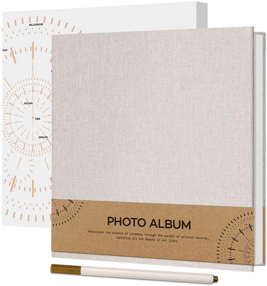 Album fotografico autoadesivo - ricordi di nozze e memorie - 40 pagine - beige - lino - 10 x 15 cm