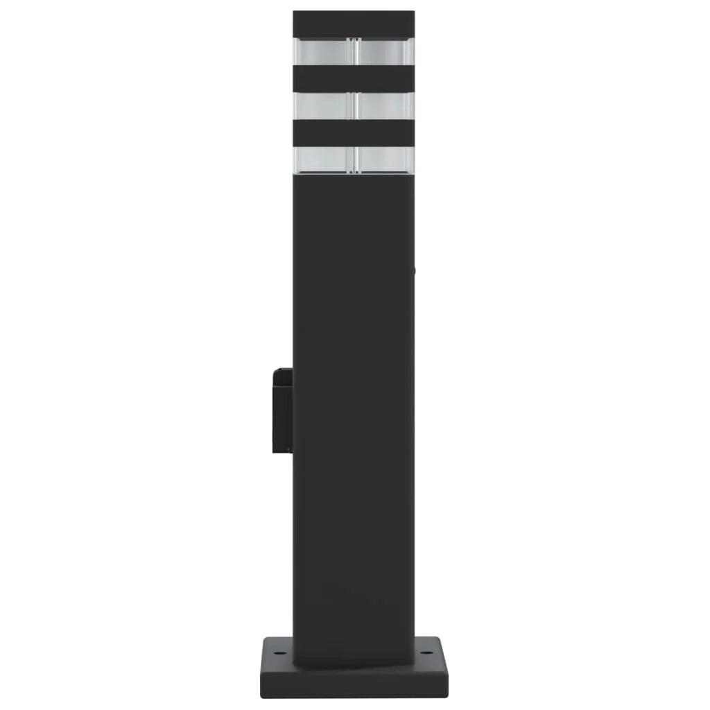 Lampione da esterno con presa 50 cm alluminio nero 02_0042529