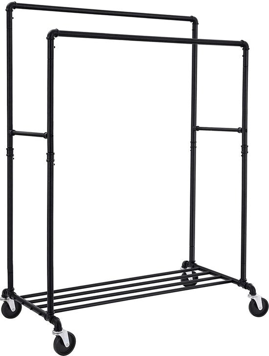 Kledingrek Metallico - 2 Stanghe di Vestizione - fino a 110 kg - Industriale - Nero