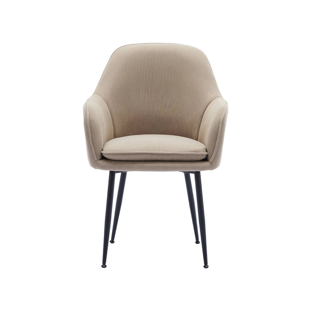 Poltrona in velluto a coste con gambe in metallo, beige