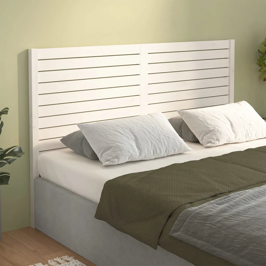 Testiera per Letto Bianca 141x4x100cm in Legno Massello di Pino 819016