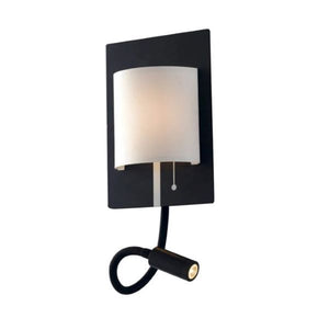 APPLIQUE DA PARETE A LED NERA CON PARALUME BIANCO E BRACCIO FLESSIBILE 6W+3W POP