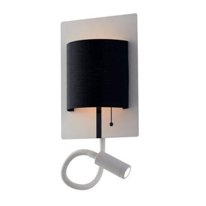 APPLIQUE DA PARETE A LED BIANCA CON PARALUME NERO E BRACCIO FLESSIBILE 6W+3W POP