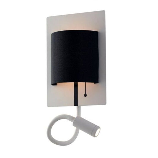 APPLIQUE DA PARETE A LED BIANCA CON PARALUME NERO E BRACCIO FLESSIBILE 6W+3W POP