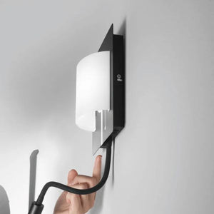 APPLIQUE DA PARETE A LED NERA CON PARALUME BIANCO E BRACCIO FLESSIBILE 6W+3W POP