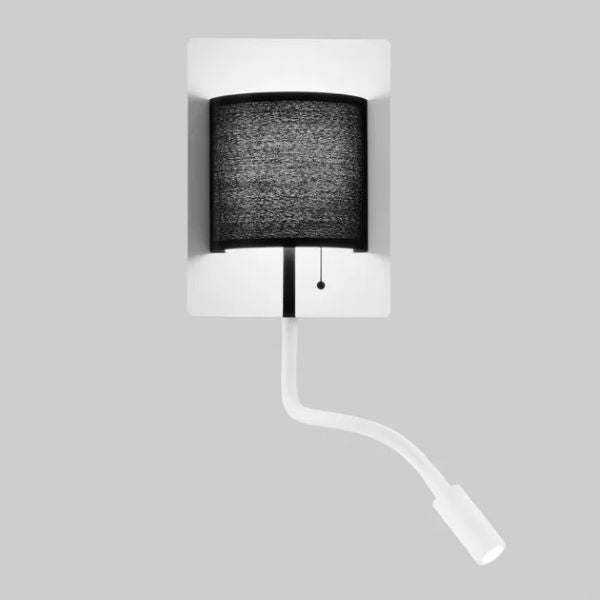 APPLIQUE DA PARETE A LED BIANCA CON PARALUME NERO E BRACCIO FLESSIBILE 6W+3W POP