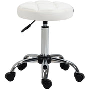 Sgabello con ruote girevole regolabile in altezza con seduta imbottita in similpelle bianca Ø35,5 × 51-67 cm