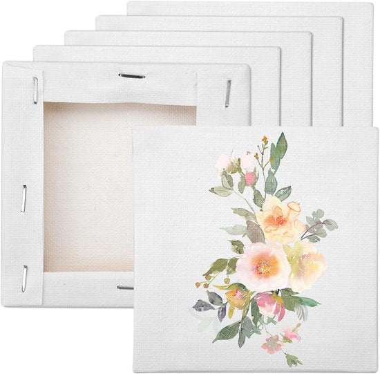 Set di tela da pennello 10 x 10 cm - 6 pezzi - tela da pennello mini - cotone - cavalletto per pittura - ideale per l'espressione creativa - tela per dipingere