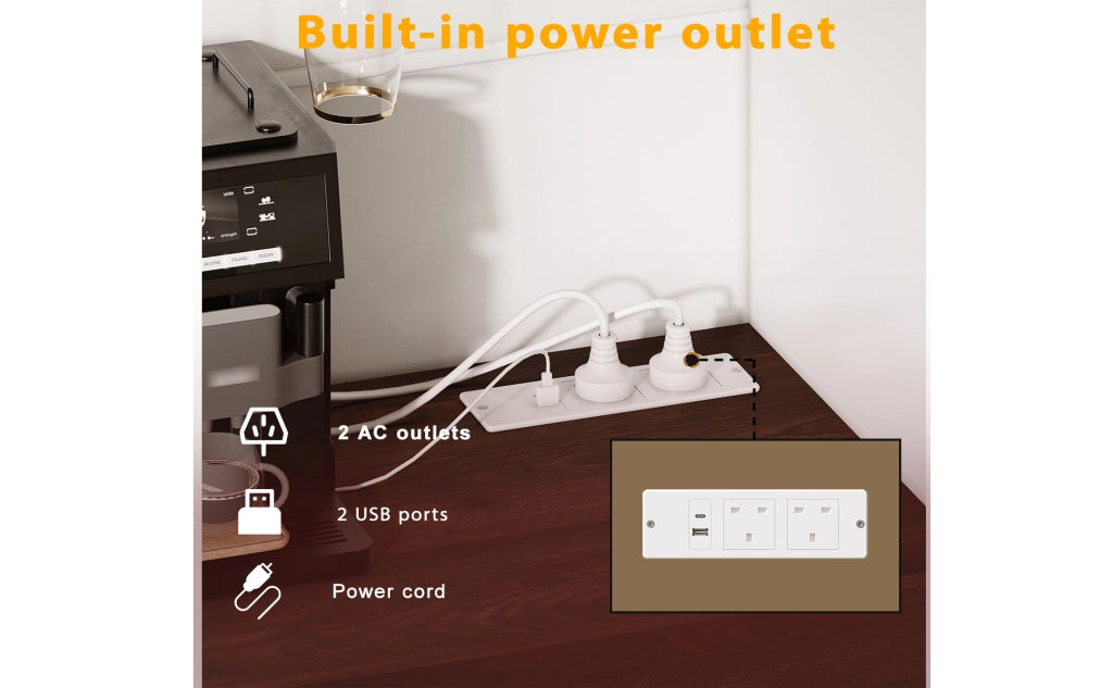 Mobile Alto Cucina con USB, Prese, LED ¨C MINIMAL ¨C 4 Ante, 3 Cassetti, Bianco, 120x40x170