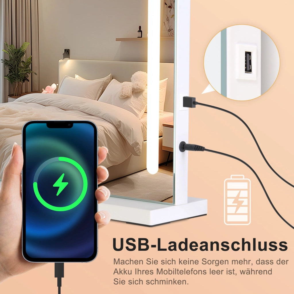 ZMH Specchio da bagno con illuminazione a LED specchio da parete bianco con funzione touch