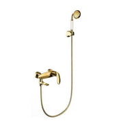 Trade Shop - Kit Completo Rubinetto Miscelatore Vasca Da Bagno + Doccetta Dorata Luxury -