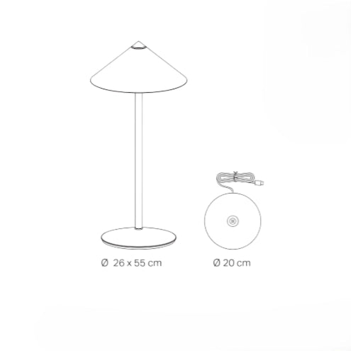 Zafferano Lampada da Tavolo Led Ricaricabile Pina L Desk - 6W, IP65, Dimmer Touch, Testa Magnetica, Design Moderno per Interni ed Esterni - Bianco