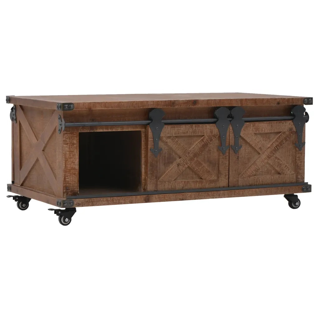 Tavolino da CaffÃ¨ in Legno Massello di Abete 91x51x38cm Marrone cod mxl 12027