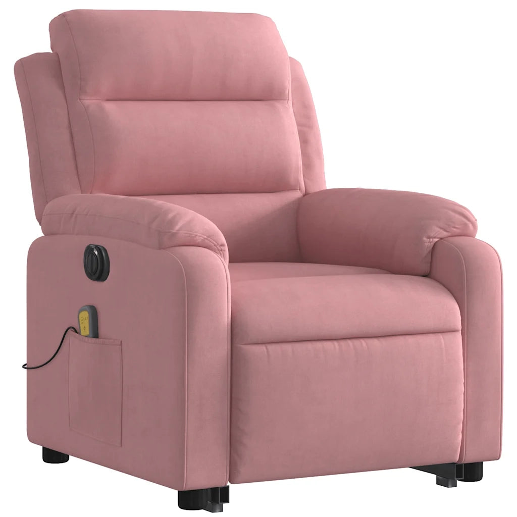 Poltrona Alzapersona Massaggi Elettrica Reclinante Rosa Velluto 3205129