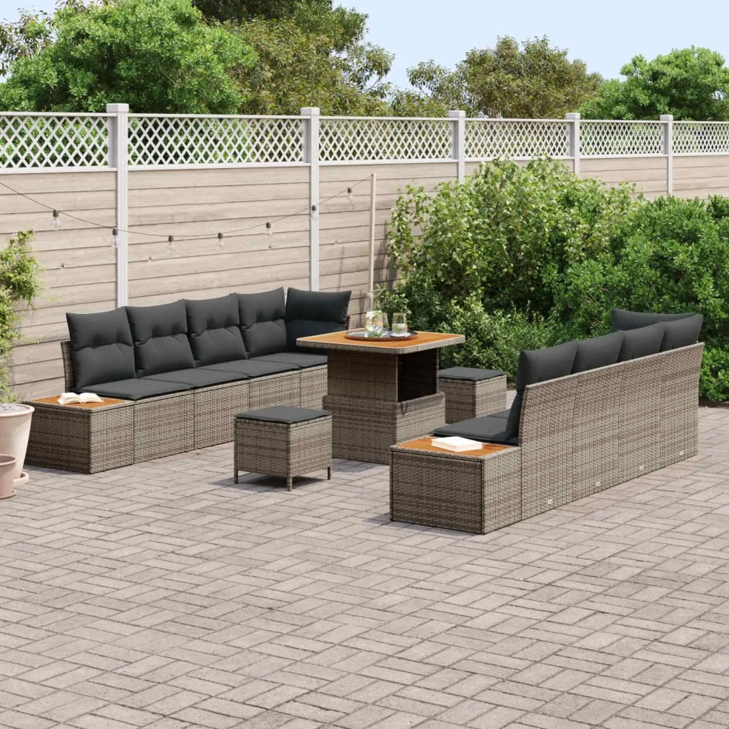 Set Divano da Giardino con cuscino 11 pcs Grigio