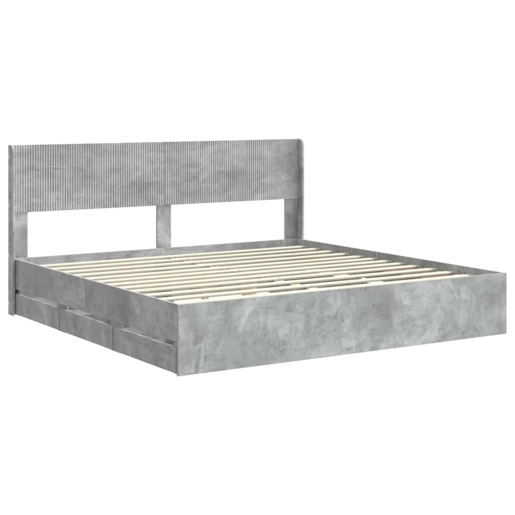 Struttura del letto con stoccaggio e testata Grigio Cemento 3414284
